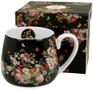 DUO FLORAL Fassbecher 430 ml VINTAGE FLOWERS BLACK New Bone China Porzellan