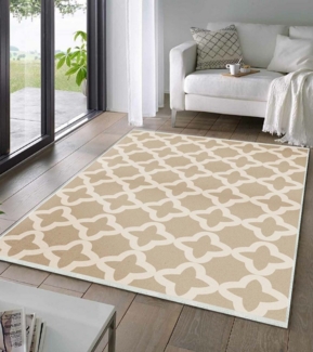 Jungengel Teppich Moderner Teppich mit klassischem Muster – Beige Creme, Sanfte Farben, maschinenwaschbar, rutschfest
