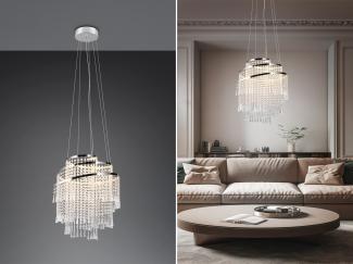 Großer LED Kronleuchter POMP mit Acryl Kristallbehang und Fernbedienung Ø 48cm