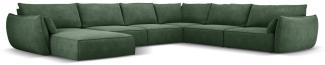 Micadoni 8-Sitzer Panorama Ecke rechts Sofa Kaelle | Bezug Bottle Green | Beinfarbe Black Plastic