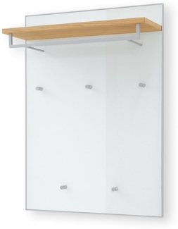 Garderobenpaneel Volare / Vortina , Echtholz, Glas , Weiß , 80 x 109 x 27 cm
