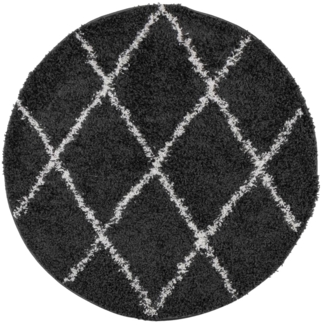 vidaXL Shaggy-Teppich PAMPLONA Hochflor Modern Schwarz Creme Ø 80 cm 375419