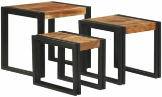 vidaXL Nestingtisch 3 pcs Massives Akazienholz und ein Metall 4104728