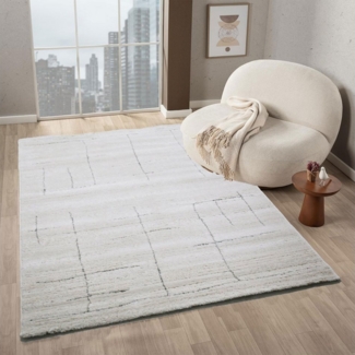 Vimoda Teppich Teppich Wohnzimmer Boho Skandinavisch Kurzflor, Rechteckig, Höhe: 10 mm, Läufer modern, Schlafzimmer, Boho Optik, Weich,Streifen