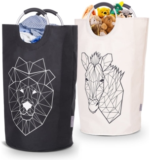 WELLENBORG® 2er Set Faltbarer Wäschekorb faltbar groß - Dunkler Wäschesammler wasserdicht Wäschesack Spielzeugkorb groß faltbarer Korb Wäschekörbe Wäschetonne Kinderzimmer Wäschesäcke Flaschensammler