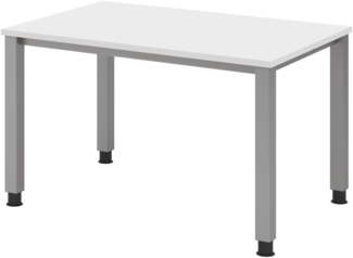 bümö manuell höhenverstellbarer Schreibtisch 120x80 cm in weiß - PC Tisch höhenverstellbar & klein, höhenverstellbarer Tisch Büro, kleiner Computertisch verstellbar, Q-Serie, QS-12-W