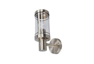 Lindby Außen-Wandleuchte Djori, Leuchtmittel nicht inklusive, Modern, Edelstahl, Polycarbonat, edelstahl, klar, 1 flammig, E27