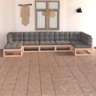 vidaXL 7-tlg. Garten-Lounge-Set mit Kissen Massivholz Kiefer 3076744