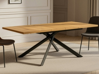 DUBI Möbel Esstisch MALTE, Metallgestell, ausziehbar, 140-180-220cm, 2 Einlegeplatten 4-8 Pers.