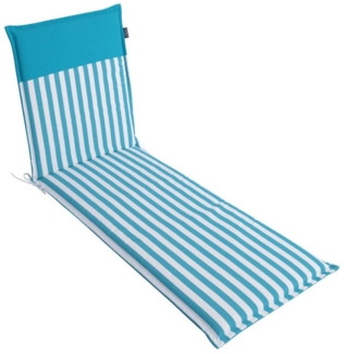 LILENO HOME Liegenauflage perfekt für Strandliegen, Sonnenliege Auflage, Gartenliege Auflage, (1er Set), Polsterauflage Streifen Aqua, Auflagen für Gartenliegen