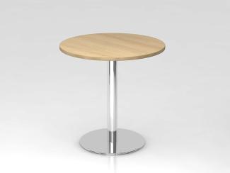 Besprechungstisch STF08 80cm Ø rund Eiche Gestellfarbe: Chrom