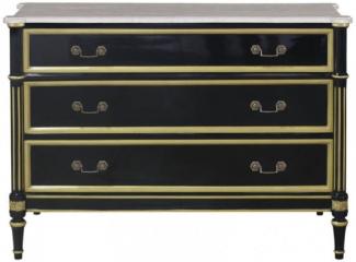 Casa Padrino Luxus Barock Kommode mit 3 Schubladen und Marmorplatte Schwarz / Gold / Weiß 111,3 x 52,6 x H. 81,3 cm - Luxus Möbel im Barockstil