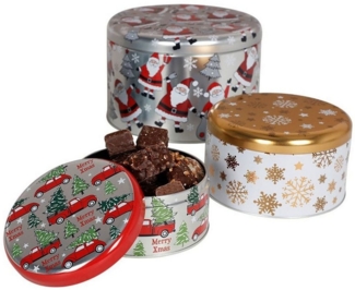 BURI Teedose Weihnachts-Metalldosen-Set rund 4-teilig, Metall