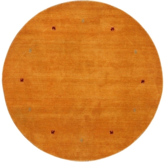 carpetfine Wollteppich Gabbeh Uni, rund, Höhe: 15 mm, reine Wolle handgewebt, Gabbeh Tiermotiv warmes Raumklima viele Größen