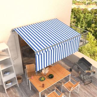 vidaXL Markise Automatisch Einziehbar mit Volant 3x2,5 m Blau und Weiß 3069386