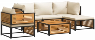 vidaXL 6-tlg. Garten-Sofagarnitur mit Kissen Massivholz Akazie 3214909