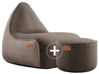 RETROit Canvas Sitzsack Sparset – Loungsessel und Hocker (Indoor) braun/sand - b...