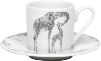 KÖNITZ 1150532760 Espressotasse mit Untertasse Amazing Animals - Giraffen 85 ml aus Bone China Porzellan