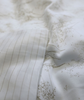 Fleuresse Mako-Satin Bettwäsche 155x220 Gräser Streifen Wende weiß sand 114529-17