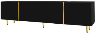 MODFU Lowboard Hochglanz-TV-Schrank (Fernsehtisch,TV-Ständer in Schwarz-Gold-Farbkombination, 1 St, mit 4 Türen), mit Hochglanz-Oberfläche, Soft-Close-Scharniere