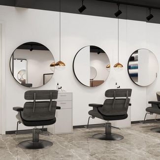 WDWRITTI Dekospiegel Schwarz Ø100cm für Friseurladen Friseurspiegel XXL Modern (Wandspiegel Rund 100cm, 1-St, Spiegel groß), Design Rundspiegel, Flurspiegel mit Alurahmen