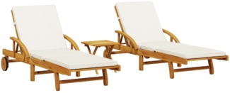 vidaXL Sonnenliegen 2 Stk. mit Tisch Massivholz Akazie 3206367
