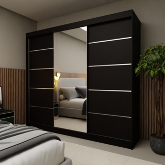 Compleo Schwebetürenschrank mit Spiegel 240 cm breit, Elegant design, Kaschmir