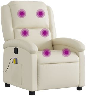 vidaXL Massagesessel mit Relaxfunktion, Kunstleder, Creme 3205448