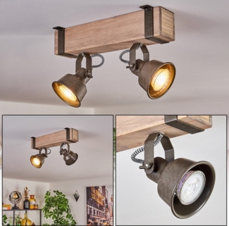 hofstein Deckenleuchte moderne Deckenlampe aus Metall/Holz in Grün-Grau/Natur, ohne Leuchtmittel, Deckenleuchte mit verstellbaren Schirmen, 2 x GU10 ohne Leuchtmittel