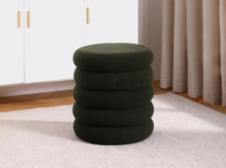 Vente-unique - Hocker - Bouclé-Stoff - Tannengrün - ECAMBI