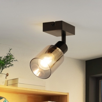 ZMH Deckenstrahler Vintage 1 flammig: retro Deckenleuchte Schwarz Industrial Deckenlampe E14 Deckenspots Flur aus Glas Schwenkbar 350° Wandstrahler für Küche Wohnzimmer - Ohne Leuchtmittel