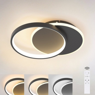 Nettlife LED Deckenleuchte LED Deckenleuchte schwarz mit 2 Ring Dimmbar, Dimmbar, LED fest integriert, Warmweiß, Neutralweiß, Kaltweiß, Wohnzimmer Schlafzimmer Küche Flur Esszimmer
