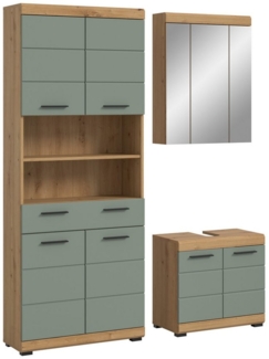 furnling Badmöbel-Set Scott, (3-St, aus Hängeschrank, Hochschrank, Waschbeckenunterschrank), Badmöbel, Badschränke, Komplett-Set, Breite 149 cm