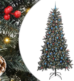 vidaXL Künstlicher Weihnachtsbaum Grün 240 cm PVC, Plastik und Stahl 3395911