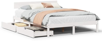 vidaXL Massivholzbett ohne Matratze Weiß 120x200 cm Kiefernholz 3301513