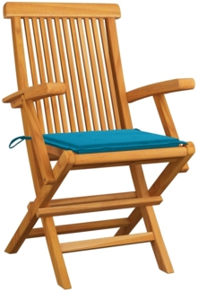 vidaXL Gartenstühle mit Blauen Kissen 8 Stk. Massivholz Teak 3072893