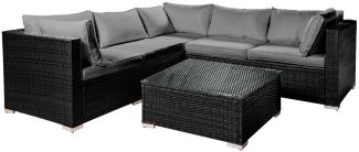 BRAST Gartenmöbel Lounge Sofa Couch Set Passion Schwarz Poly-Rattan für 4 Personen