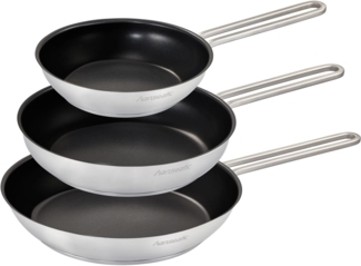 Hanseatic Pfannen-Set DAILY, Edelstahl 18/10 (Set, 3-tlg, 1x Pfanne Ø 20 cm, 24 cm und 28 cm), Bratpfannen mit Antihaftbeschichtung, für alle Herdarten, Induktion