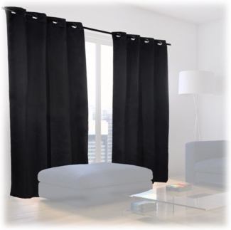 Relaxdays Verdunklungsvorhänge mit Ösen 2er-Set, Polyester schwarz, 245x135 cm