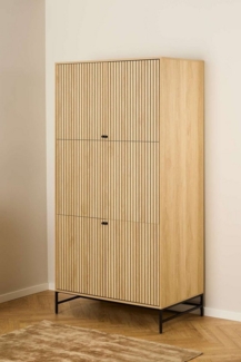 ACTONA GROUP Garderobenschrank Albany Eiche-Optik, Lamellenfront, 4 Türen, 6 Einlegeböden, B: 99 cm