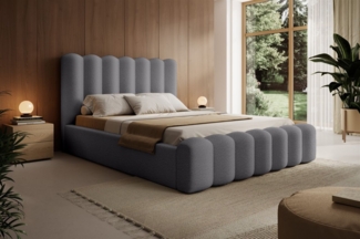 Polsterbett Doppelbett MACON 140x200cm Komplettset Stoff Euphoria Dunkelgrau