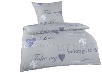 Optidream Bettwäsche Set Mikrofaser 135x200 Polyester Amor grau, Mikrofaser, 2 teilig, Geschenk Idee Frauen Männer neue Wohnung Hochzeit Frühjahr sale