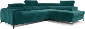 Eltap Laurence Ecksofa (Mat Velvet 75) Seite rechte, Dunkelgrün, 205 x 98 x 275 cm