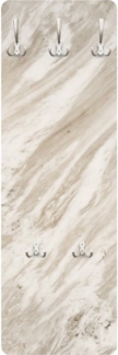 Bilderdepot24 Garderobenpaneel Design 3D-Optik Muster Steinoptik Palissandro Marmor Beige (ausgefallenes Flur Wandpaneel mit Garderobenhaken Kleiderhaken hängend), moderne Wandgarderobe - Flurgarderobe im schmalen Hakenpaneel Design