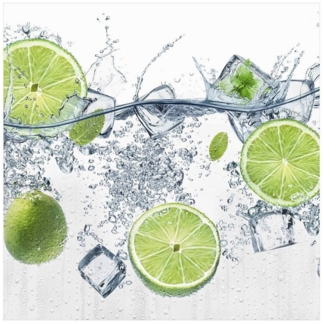 Bilderdepot24 Teppich Küche Vinyl Innen Erfrischende Limette modern funktional, quadratisch - weiss glatt, nass wischbar (Küche, Tierhaare) - Saugroboter & Bodenheizung geeignet