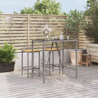 vidaXL Bartisch mit Glasplatte Grau 110x70x110 cm Poly Rattan 362589