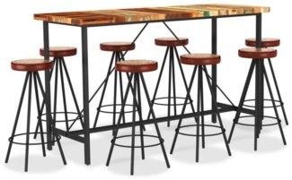 vidaXL 9-tlg. Bar-Set Recyceltes Massivholz, Echtleder und Canvas 3053446
