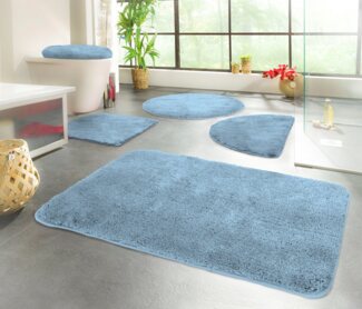 KiNZLER Badematte Chaozhou, Höhe 20 mm, rutschhemmend beschichtet, fußbodenheizungsgeeignet, Polyester, halbrund, Badteppich, Uni Farben, weich, als rechteckig, rund & Set erhältlich