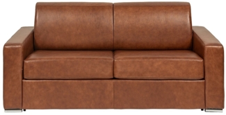 Vente-unique - Schlafsofa mit Matratze 3-Sitzer - Liegefläche 140 cm - Matratze 14 cm - Büffelleder - Vintage Caramel - CALITO