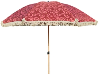 Meinposten Sonnenschirm Strandschirm Schirm UV Schutz mit Tasche Fransen Rot Ø 170 cm, abknickbar